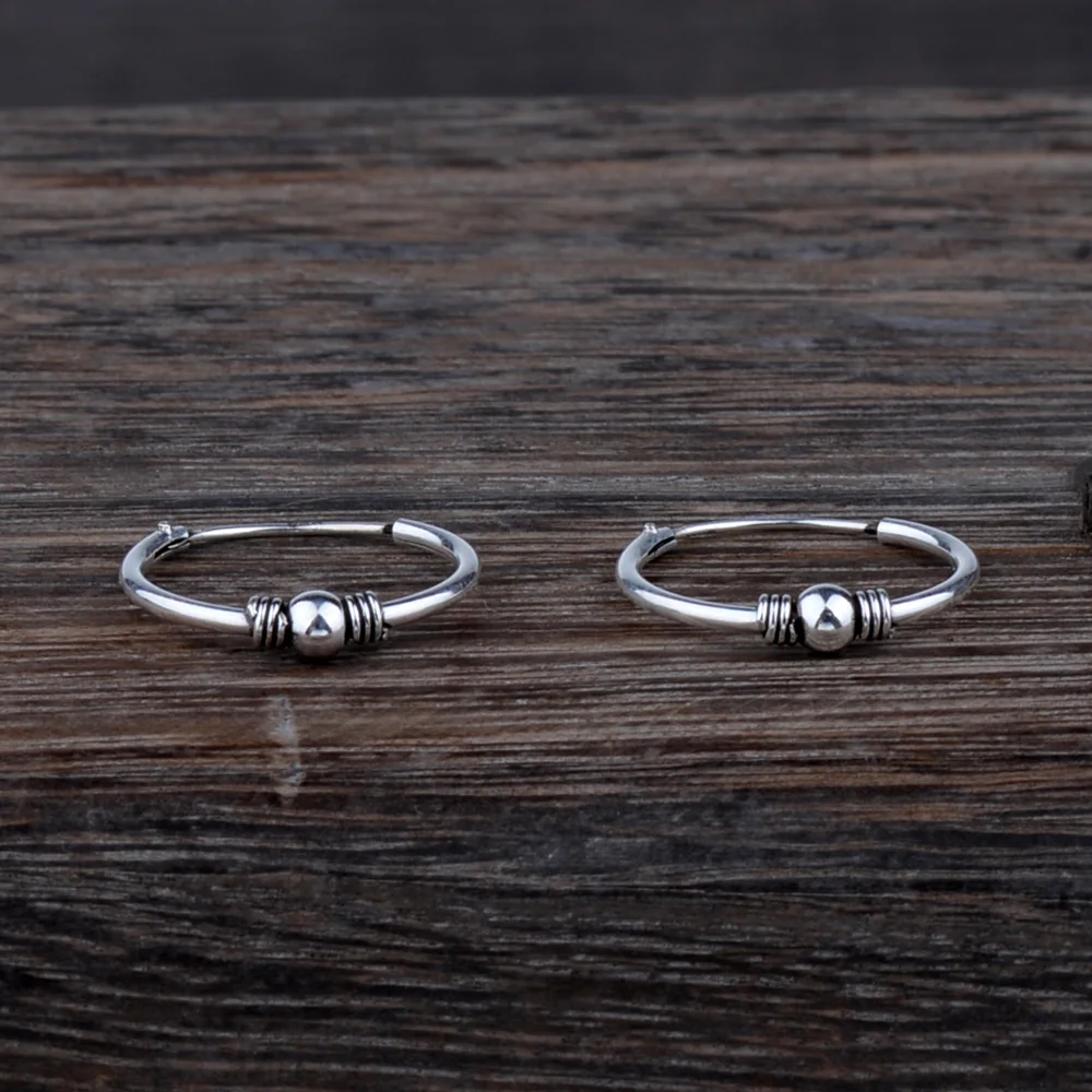 

Mythic Age Real 925 Sterling Silver Little Ball Vintage Small Hoop Earrings Jewelry Gift for Women Men