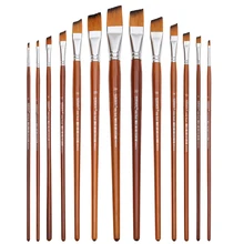 Dainayw 13 шт. Угловые кисти для рисования профессиональная длинная ручка Кисть для краски наклонная форма Акварельная краска масляная акрил, нейлон для волос