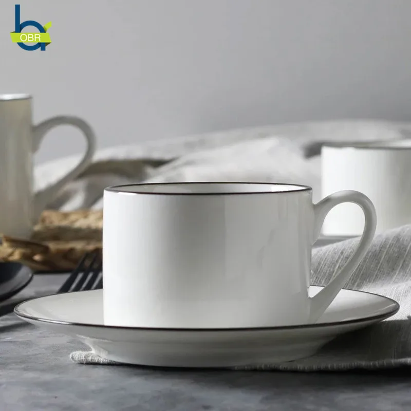 cheap OBR 250ml Ceramic Mug Travel Coffee Mugs Bone China Ceramic Cup With Saucer Milk Tea Cup Creative Novelty friends Gifts