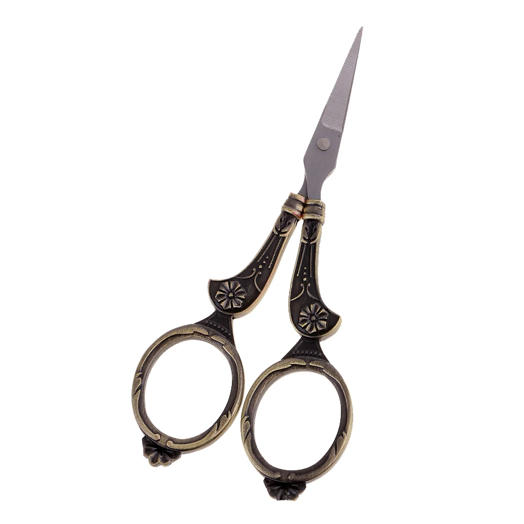Vintage Europea Style Floral Scissors for Needlework Embroidery Sewing Craft Red Bronze/ Bronze