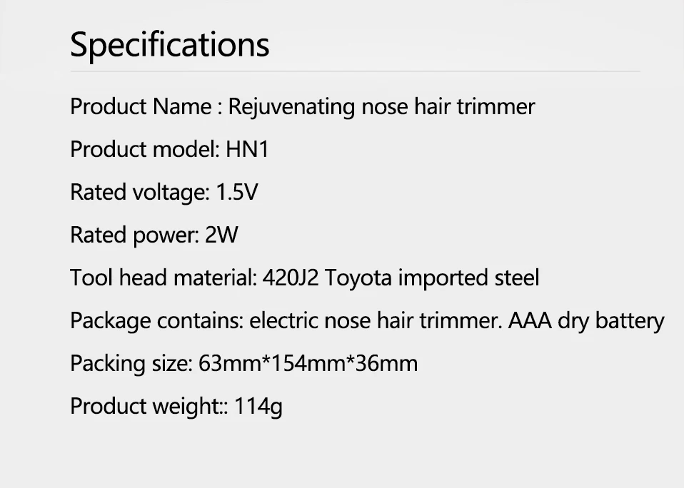Electric Nose Hair Trimmer HN1 Sharp Blade14
