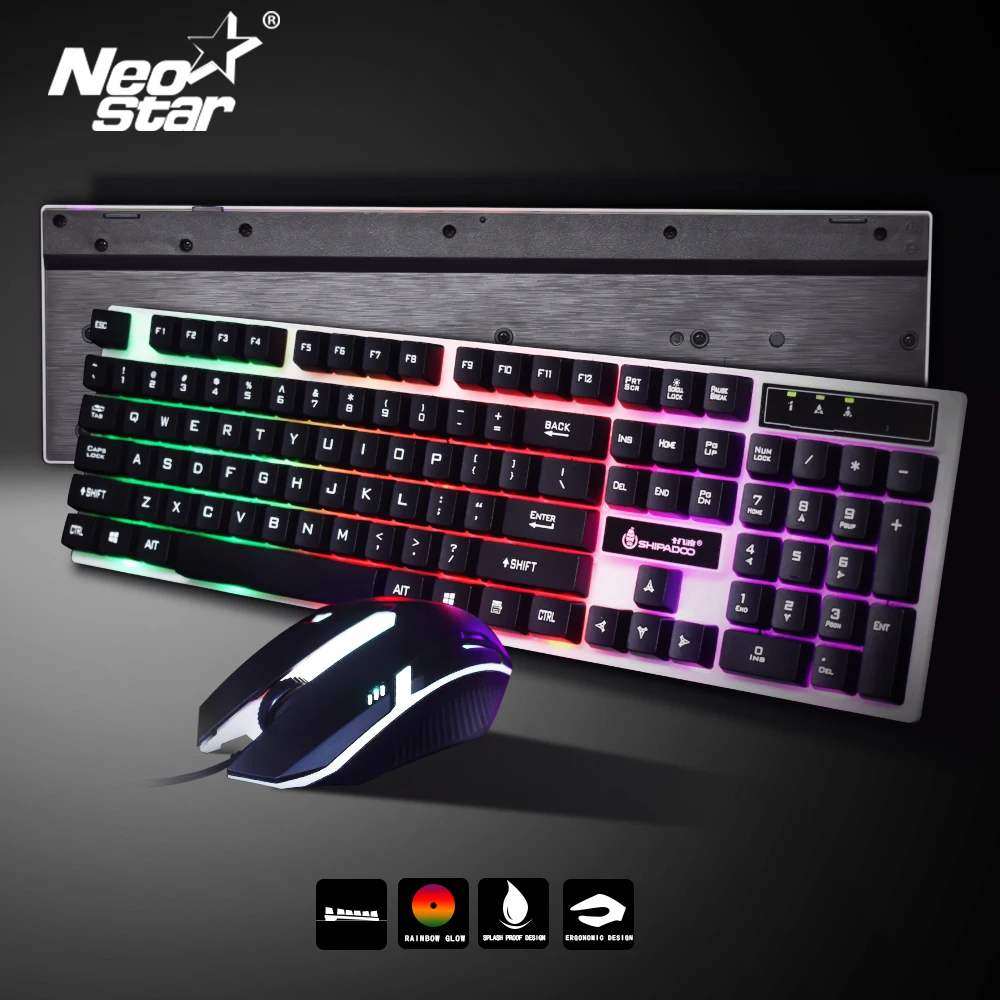 

Gaming Keyboard USB Wired Keyboard Mouse Set For PC Laptop Backlight Gamer Keyboard With Russian Spanish French Keyboard Sticker