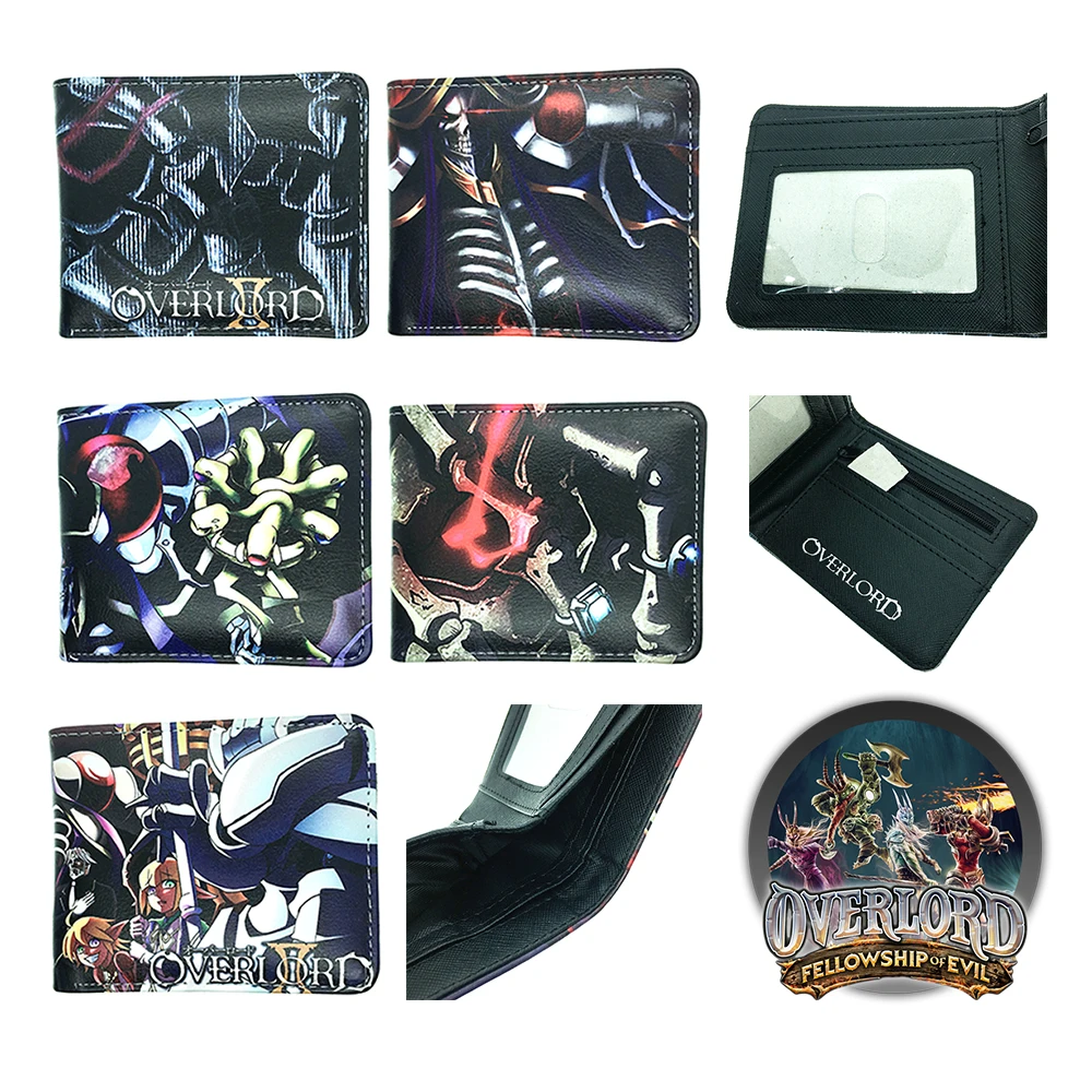 

New Design Overlord Pu Short wallet Boys Girls zip Pocket Bifold Photo Card Holder Layers leather Coin Purse Gift