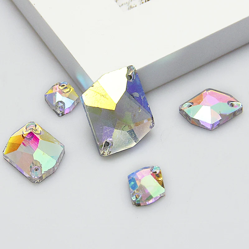 

Cosmic Shape Sew On Stone Crystal AB With 2 Holes Flatback Sewing Glass Rhinestone For DIY Dress Clothes Decoration