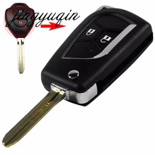 jingyuqin 2 Button Blank Modified Flip Folding Key Shell for Toyota Camry Hilux Prado Alarm Fob Case