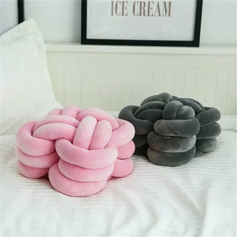 

30X30X20cm Fashion Handmade Knot Ball Decorative Pillows Bedroom Sofa Solid Soft Round Cushion Crocheted Balls Shaped Toys