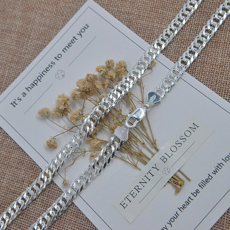 BOCAI, новинка,, S925 Серебряное ожерелье для мужчин, ожерелье с двумя пуговицами, цепочка с плетением, мужское серебряное ожерелье, мужское ожерелье