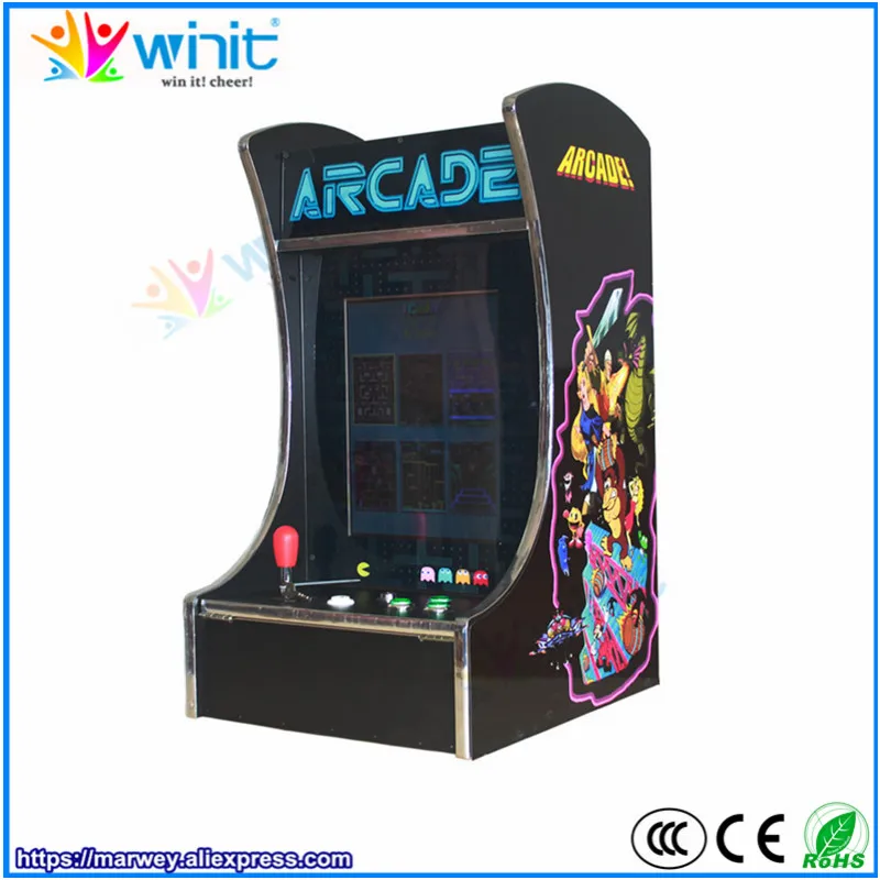 

Bartop arcade cabinet 60 in 1 games board 17 inch LCD display wooden cabinet upright pacman arcade game machine for 1 player