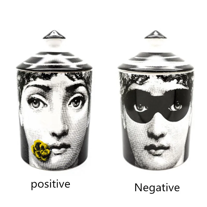 

European Style Fornasetti Human Face Ceramics Candleholder Exquisite Ceramic Jar Creative Living Room Desktop Storage Cup X2106