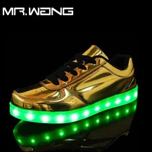 Brand Men lantern Low Shoes Gold Sliver 7 Colors luminous shoes LED glow shoe male USB rechargeable light shoes DD-65