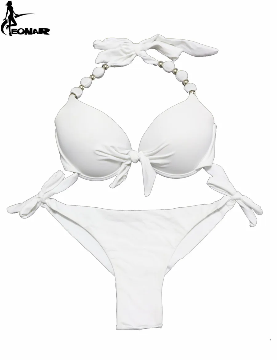 EONAR, пуш-ап бикини,, женские бандажные купальники, бразильский комплект бикини, купальные костюмы, maillot de bain femme, купальники - Цвет: Белый