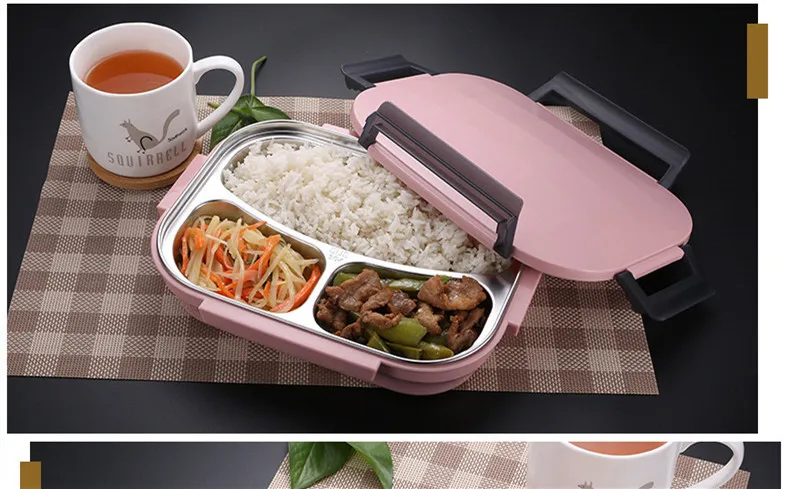 Ланч-бокс из нержавеющей стали Экологичный Bento box с мешками и столовыми приборами термоконтейнер для хранения пищи для взрослых студентов