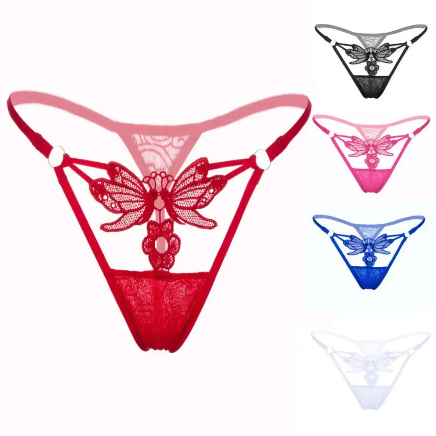 

Women Intimates panties Women's Sexy Lace Low-Waist G-String Hollow Underwear Thongs G String panties sexy JULY16