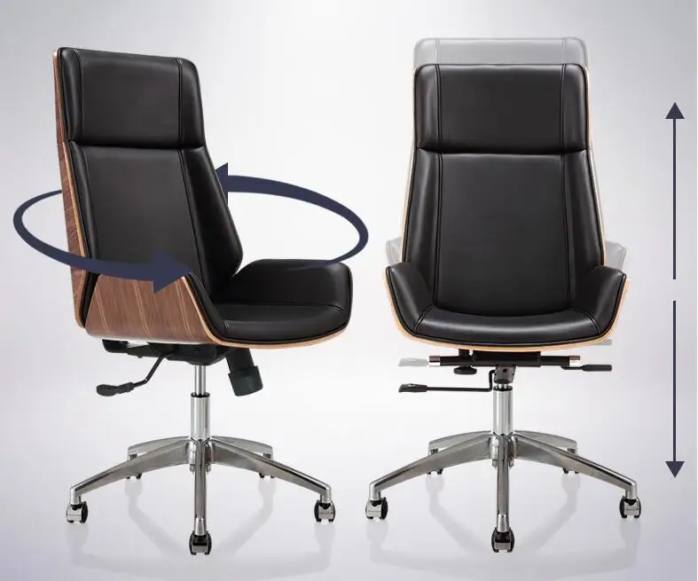 High-Back Bentwood Swivel Office Computer Chair Micro Fiber Leather Office Furniture For Home,Conference Task Leather Armchair