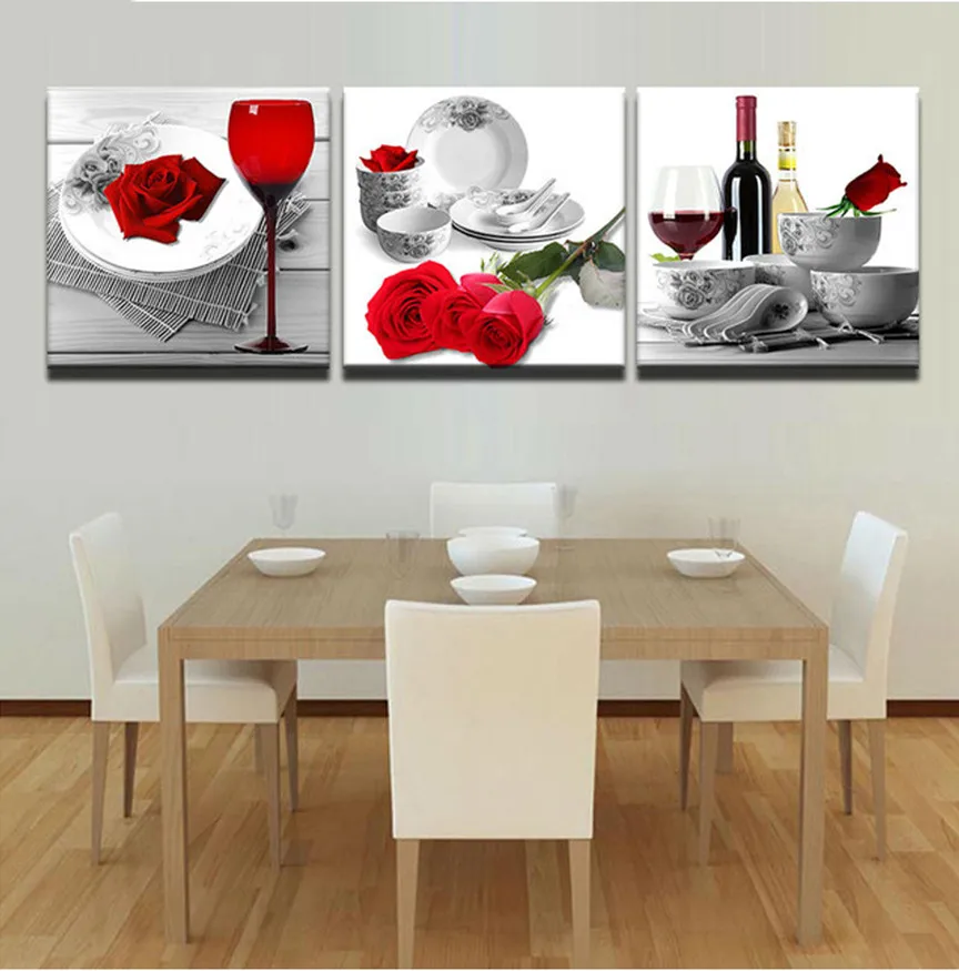 

bead embroidery diamond 3 Pieces Red Roses Wine Glass diamond painting full square mosaic picture of rhinestones Kitchen decor
