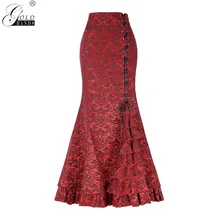 Женская уличная винтажная юбка с золотыми ручками, Повседневная Женская юбка с принтом в виде трубы, для офиса, на шнуровке, до середины икры, элегантные юбки