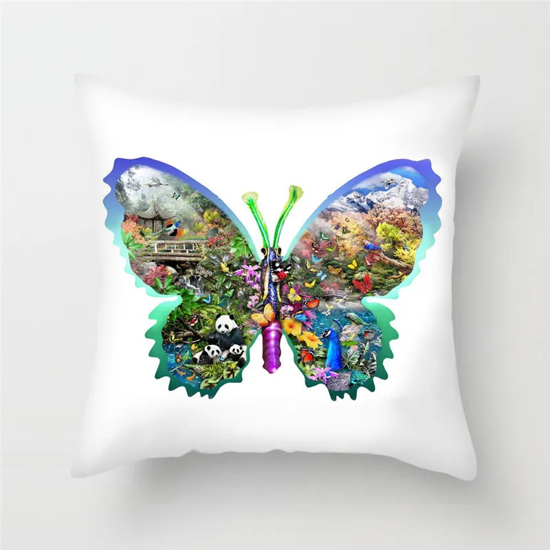 Fuwatacchi Multi Color Butterfly Cushion Cover Cute Soft Throw Pillow Cover Decorative Sofa Pillow Case Pillowcase - Цвет: PC04886