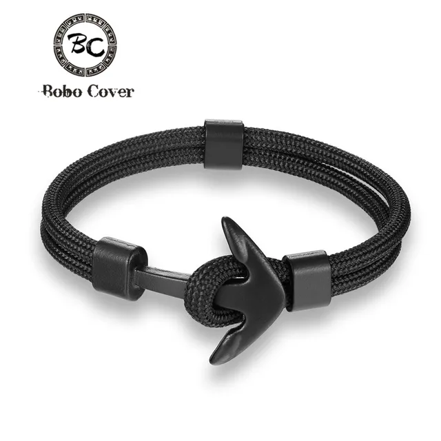 New Fashion Woven Multilayer Black Anchor Bracelets Men Hope New Fashion Woven Multilayer Black Anchor Bracelets Men Hope Bracelet Pulsera Navy Hand Lucky Survival