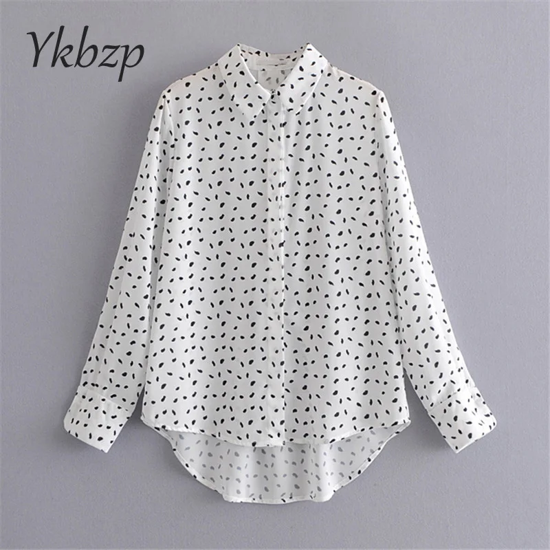 

Women Tops Blouses 2019 summer Elegant Long Sleeve Print Chiffon Blouse Female Work Wear Shirts Lapel Blusa