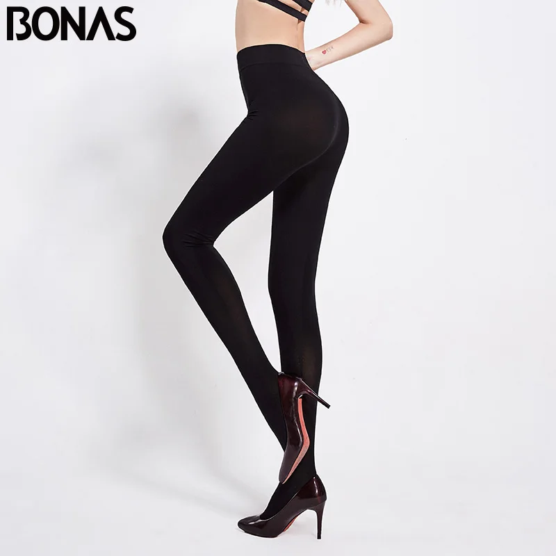 BONAS 200D Velvet Tights Spring Autumn Sexy Resistant Pantyhose Women Warm Tights Lady Elasticity Spandex Female Stockings Black - Color: black