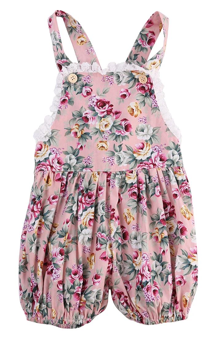 Baby Girl Infant Toddler Rose Flower Lace Romper Jumpsuit Strap Jumper