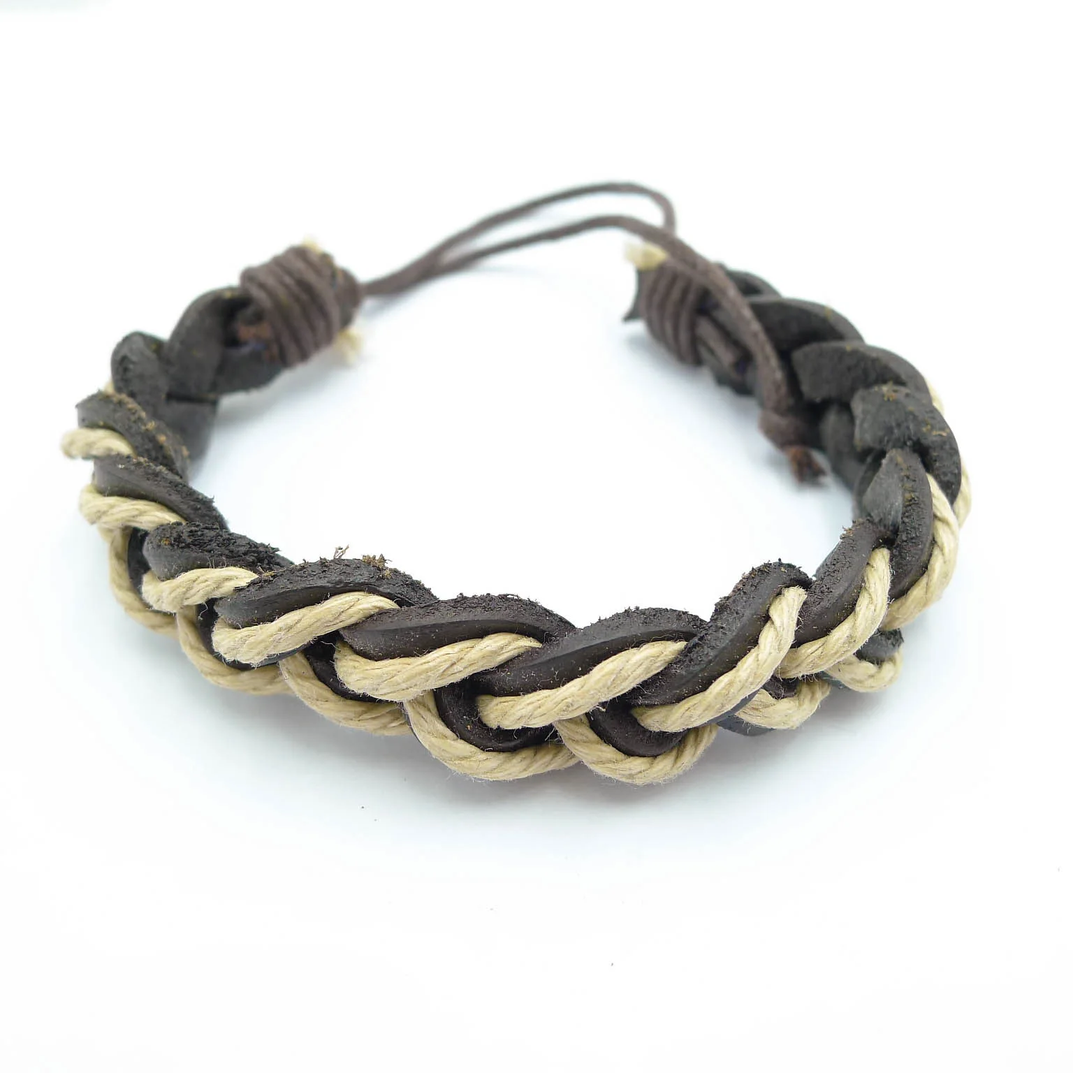 Hand knitted leather multilayer retro men bracelets matte leather