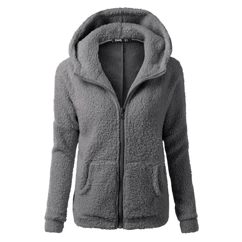  Autumn 2018 New Corduroy Warm Hoodies Lady Zip-up Pocket Long-Sleeve Hooded Sweatshirts Korean Casu