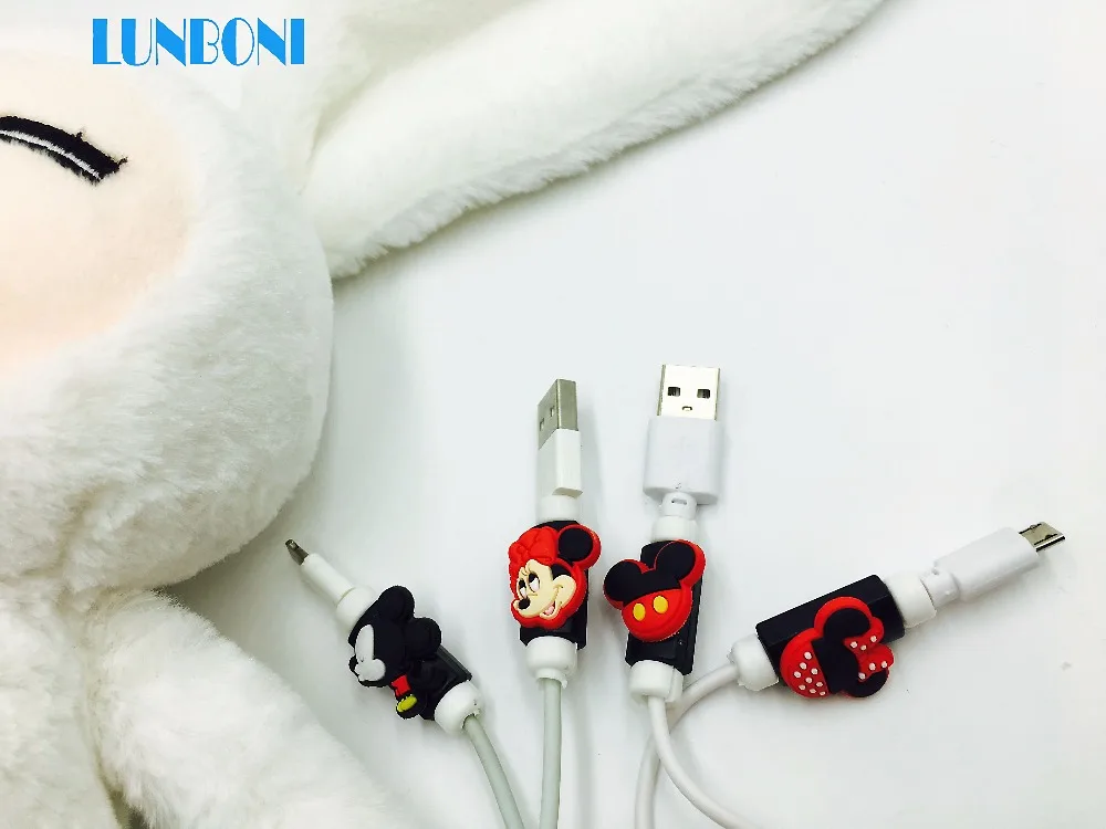 Микки Маус Анти-перелом мультфильм USB защитный кабель намотки кабеля передачи данных линии защиты для Iphone Android