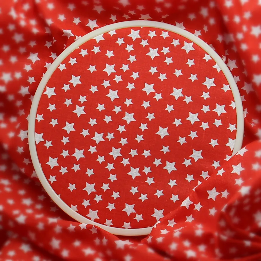 

Thin Cheap Cotton Fabric by Meter Red Star Patchwork Plain Fabrics For DIY Quilting Doll Sewing Tissue Telas Tissu Textile