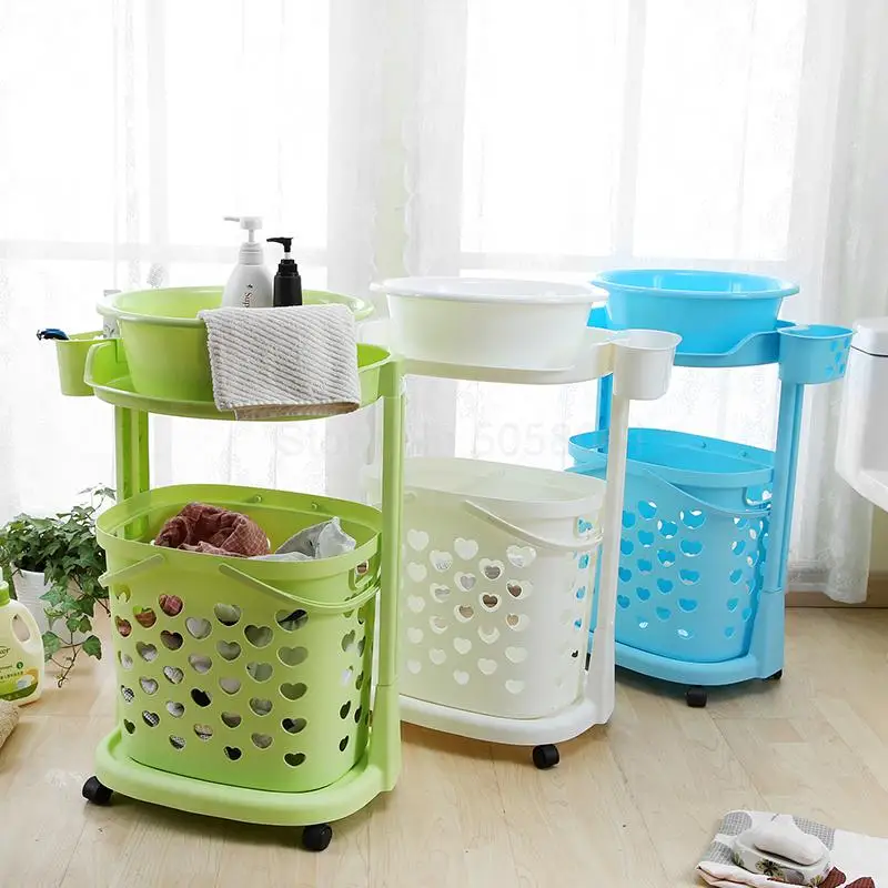 

Plastic multi-layer hamper racks laundry basket dirty clothes storage baskets laundry bucket storage basket