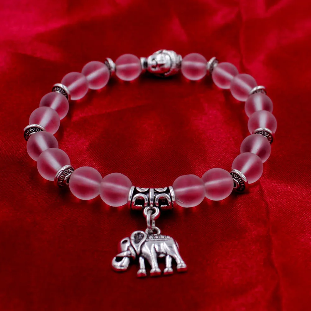 Fashion Matting Natural Crystal Bracelets Stretch Elephant Bracelet for