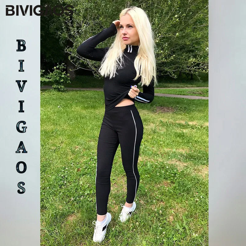 BIVIGAOS Осень Новые Мода и досуг корейские женские s пустые боковые белые полосатые