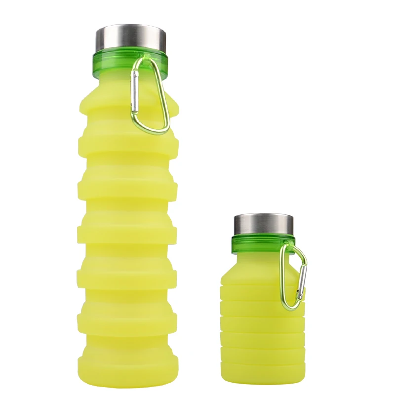 550 мл креативный складной чайник для бега фитнеса портативная силиконовая бутылка для воды для спорта на открытом воздухе X-1101B - Цвет: green