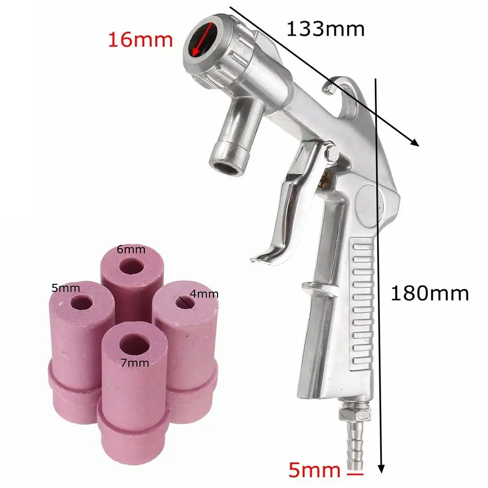 Пневматический сифон подача Пескоструйный пистолет для очистки стекла инструмент для удаления пыли 4 керамические насадки и разъем из нержавеющей стали#35