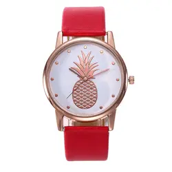 2019 женские кварцевые часы с рисунком ананаса, циферблат из розового золота, повседневные женские модные часы