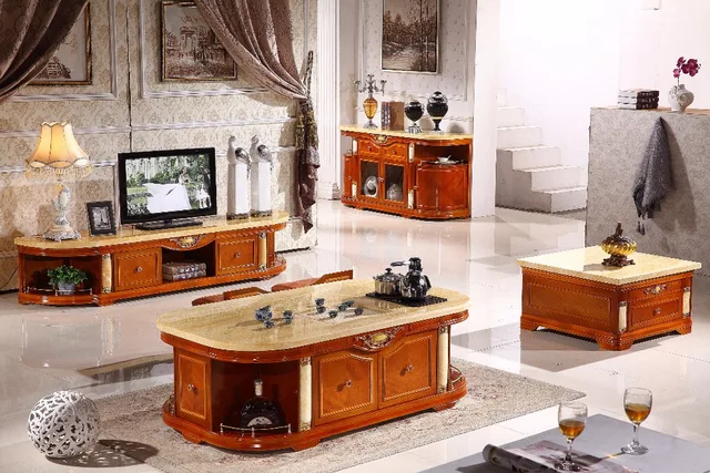 Weiß holz wohnzimmer gesetzt kaffee tisch + ende tisch + TV stand + ... Weiß holz wohnzimmer gesetzt kaffee tisch + ende tisch + TV stand + ...