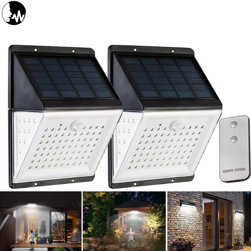 

88 LED Solar Power Motion Sensor Light Voice Remote Control 5 mode Waterproof Garden outdoor Emergency Security Wall Lamp