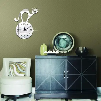 Home Decor Modern DIY Wall Clock 3D Mirror Surface Sticker Home Office Decor Wall Sticker wall sticker Home Deco mirror AU10