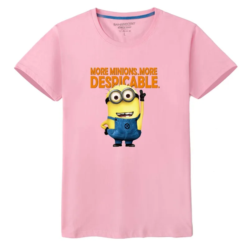 Новинка, одинаковые Семейные футболки 10 Цвета одинаковая летняя одежда для членов семьи одежда с изображением миньонов для отца, матери, сына и дочери, HC311 - Цвет: Water Pink