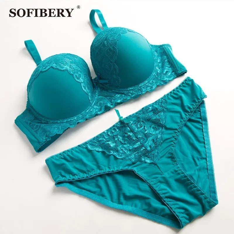 SOFIBERY Sexy Lace Underwear Set Charms Entice Push Up Underwear Women