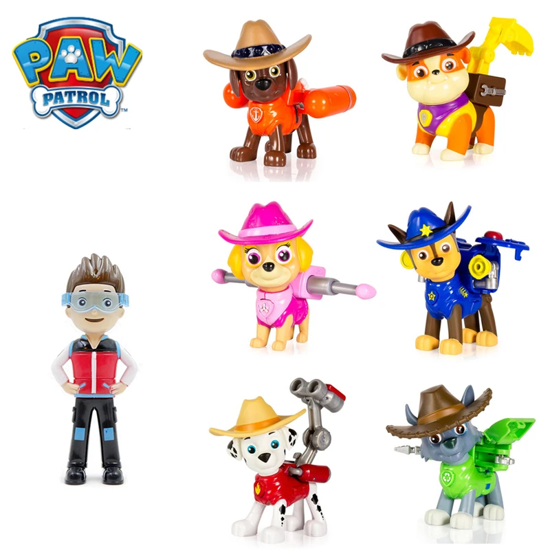 

Paw Patrol Dog Toys Puppy Tracker Deformation collect Cowboy dog Operability Action Figures Toys Paw Series Kids Toys