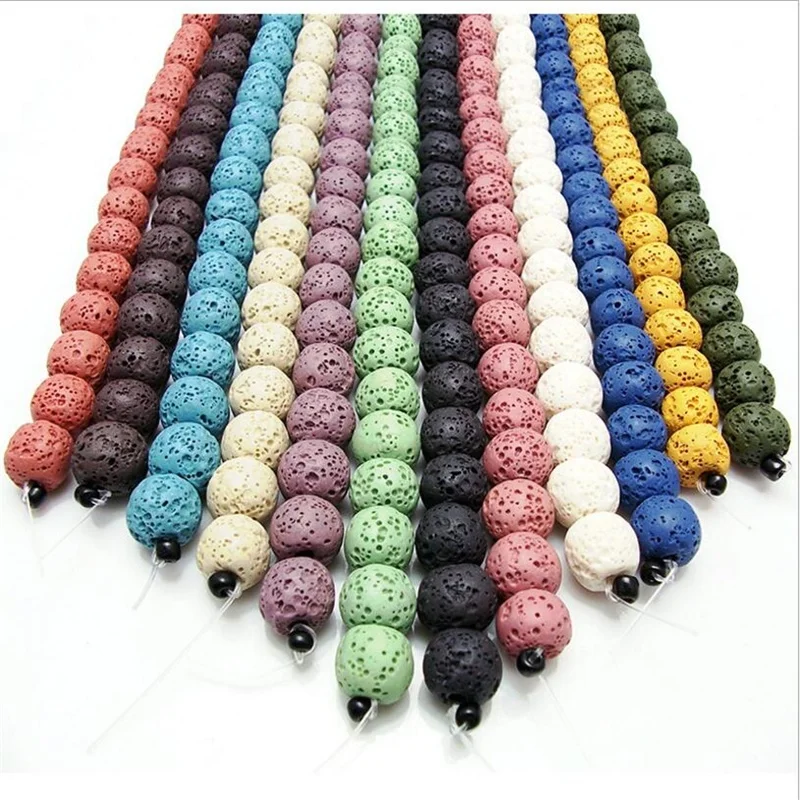 

6/8/10/12MM Colourful Natural Lava Stone Beads Volcanic Rock DIY Aromatherapy Essential Oil Diffuser Round Loose Beads Ball