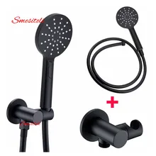 Smesiteli Wholesale And Promotions ABS Plastic Hand Held Shower Head Brass Bracket Holder Wall Connector Elbow 1.5M PVC Hose smesiteli classic style all copper round handheld shower head pvc hose connector adjustable wall holder black matte black finish
