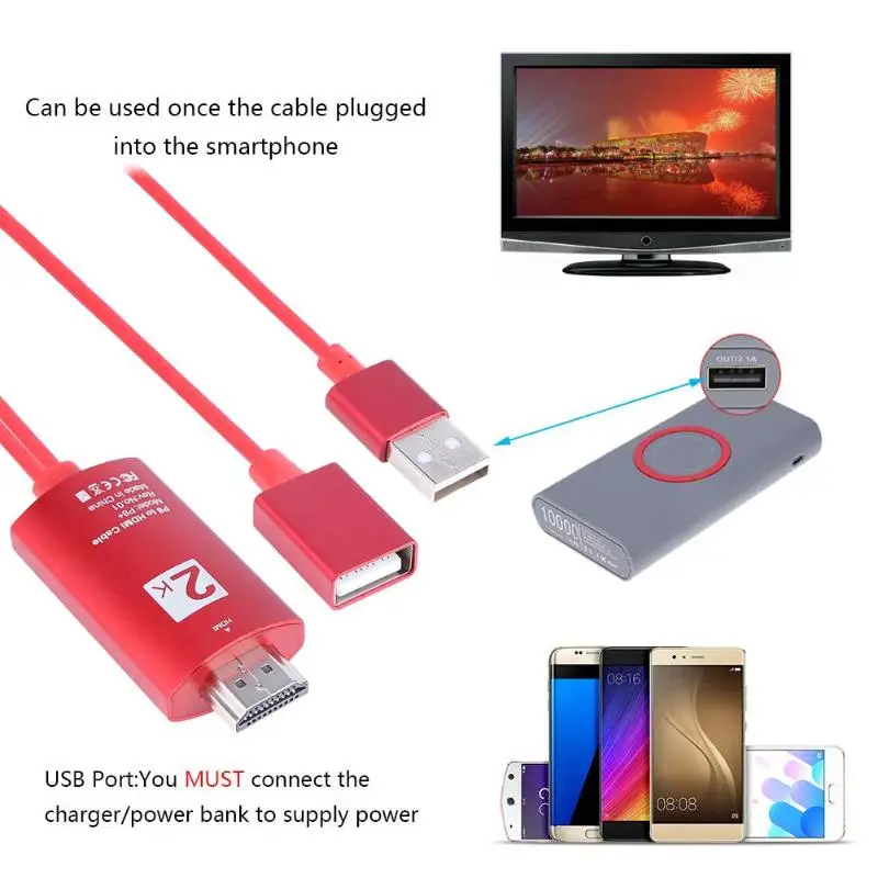 Full HD 1080 P USB к HDMI конвертер кабель для iPhone 8X7 6s Plus iPad samsung Android телефонов тв видео и аудио адаптер