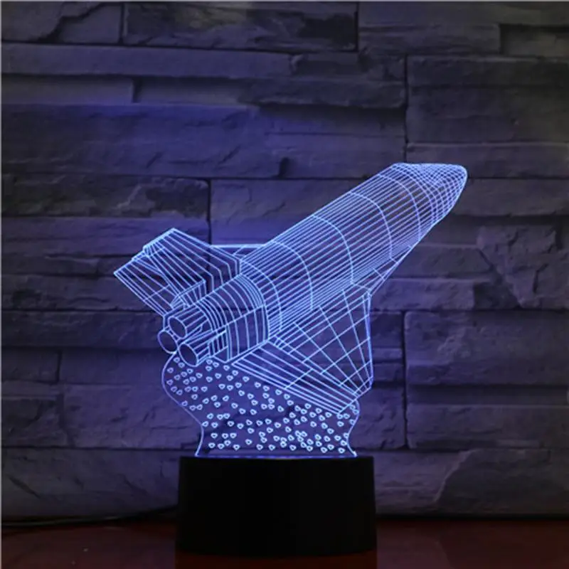 Космический корабль самолет 3D лампа Ночной светильник LED многоцветные вспышкой