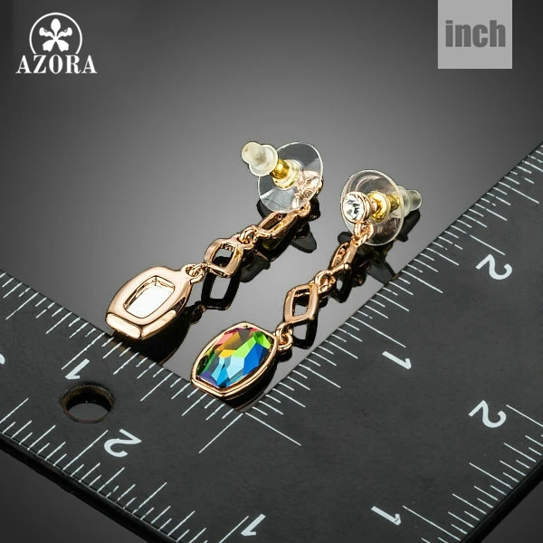 AZORA 2016 Lastest Design Gold Color Gradual Change Colour Stellux Austrian Crystal Drop Earrings TE0186