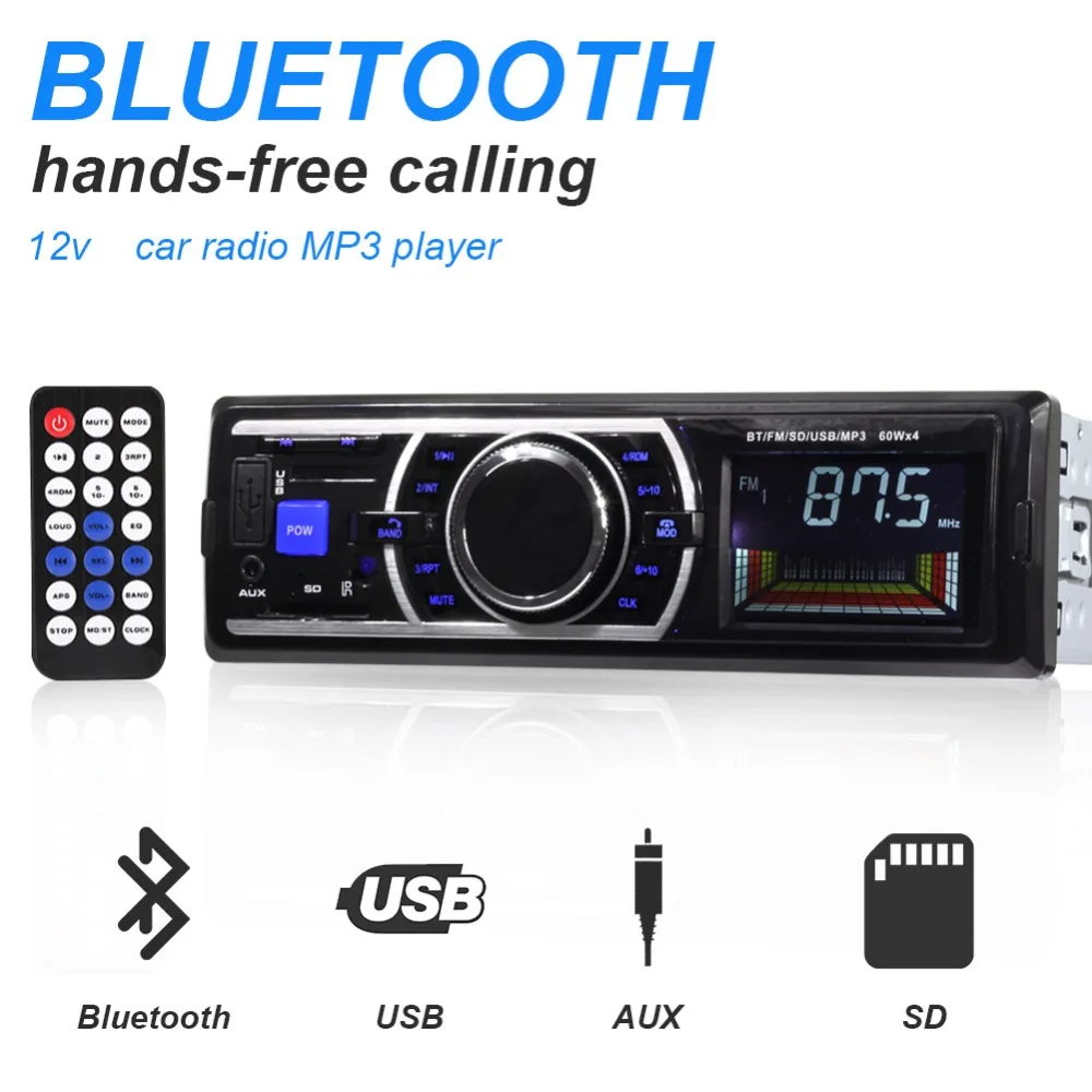 12/24V автомобиль радио Bluetooth 1 din автомобильный стерео плеер телефон AUX-IN MP3 FM/USB/Радио пульт дистанционного управления controlCar MP3 плеер