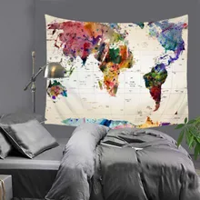 Cilected красочные карты мира гобелен настенный полиэстер тонкий Хиппи девушка кофе ковер-гобелен украшения фона