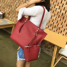 4 шт. женские сумки Личи узор сумка через плечо из искусственной кожи+ сумка через плечо+ Сумочка+ кошелек модные однотонные квадратные универсальные сумки