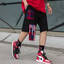 Подвижные патч дизайнерские шорты для мужчин Мода Harajuku хлопок хип хоп до колен шорты летние клетчатые повседневные уличные
